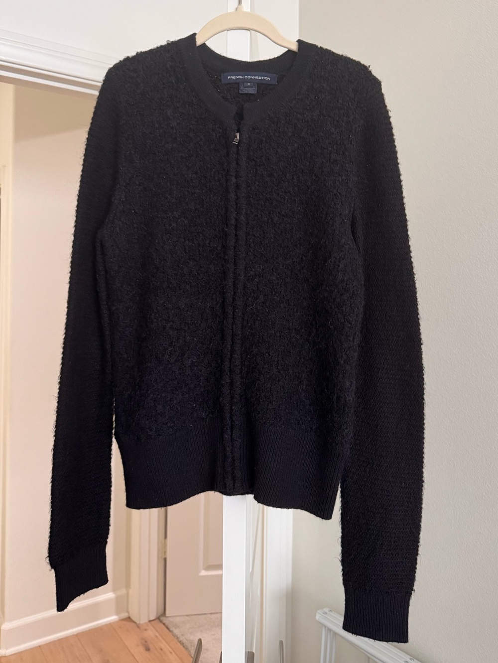 French Connection Black Zip-Up Women’s Sweater Size M